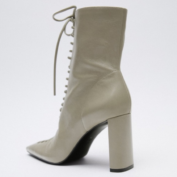 ZARA LACED LEATHER HIGH-HEEL ANKLE BOOTS - Picture 5 of 15